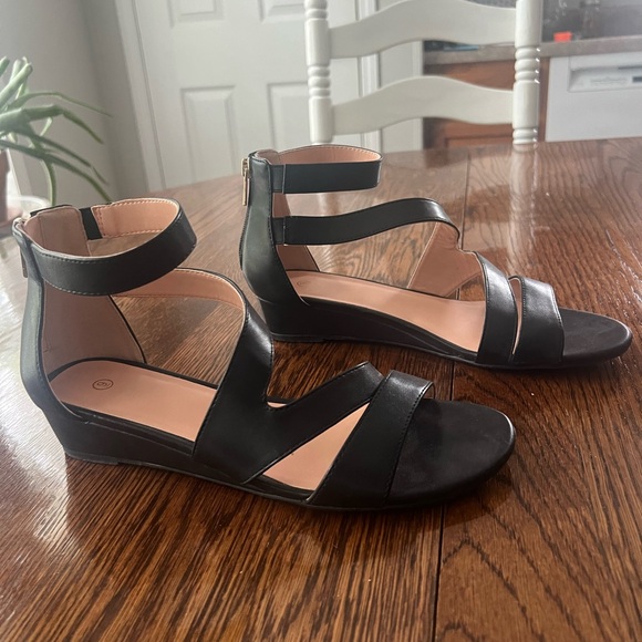 Black Strappy Sandals - Picture 1 of 4